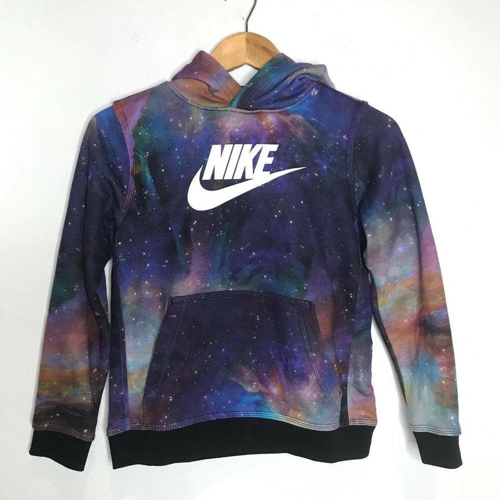 Nike Youth Big Bang Pullover Hoodie Multicolor Fleece Galaxy Cosmic Size Medium - Picture 1 of 9